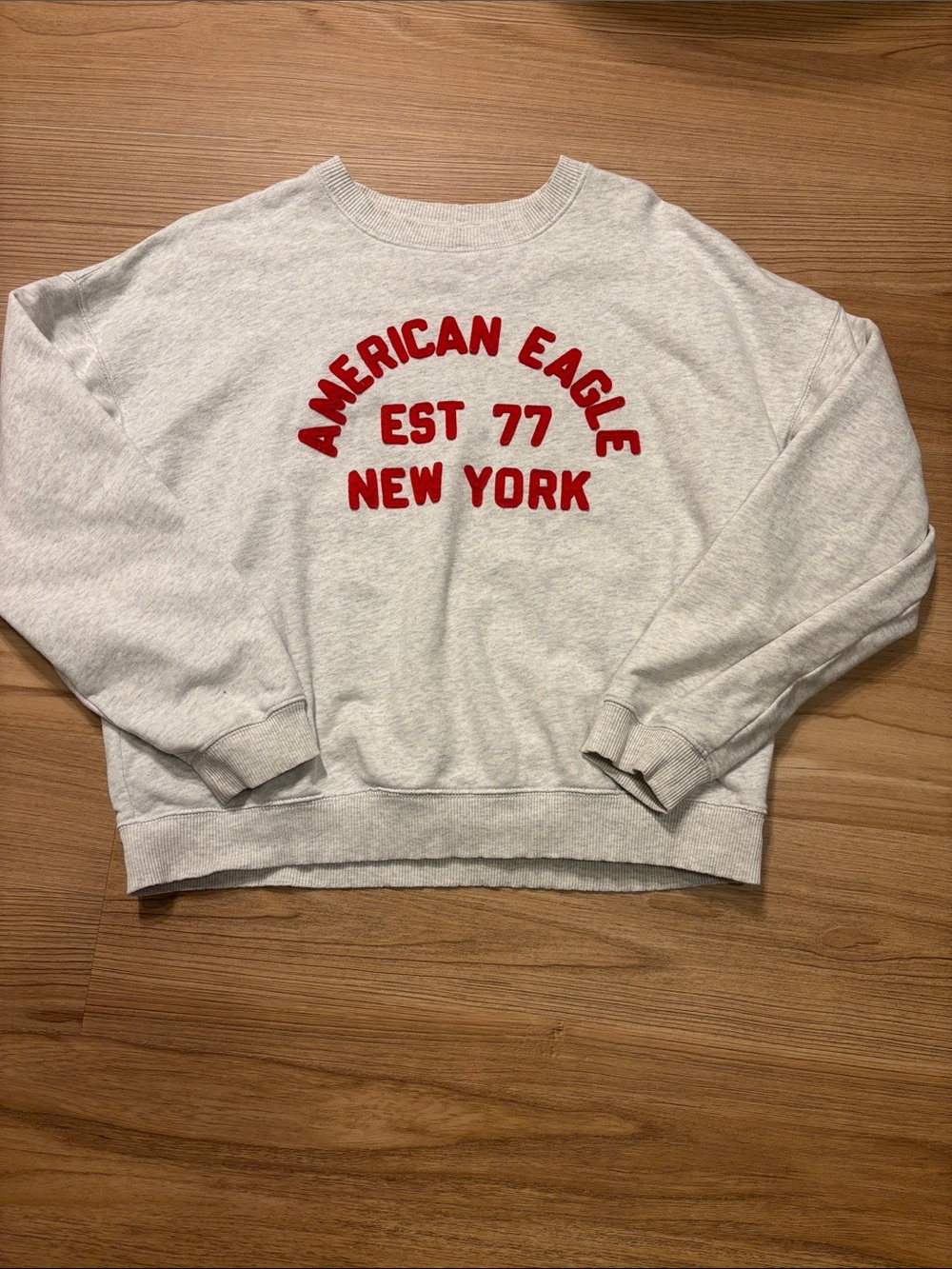 American Eagle Outfitters Light Gray Sweatshirt with Red Logo